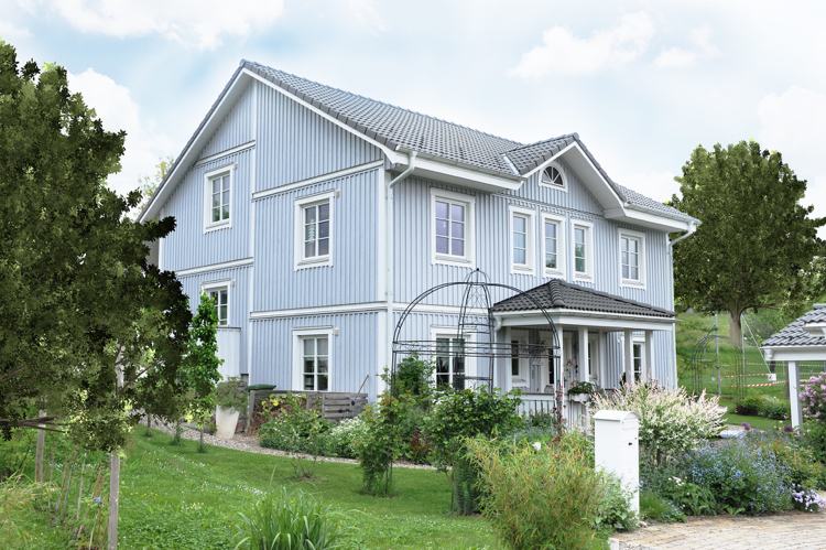 Fasáda Schwedenhaus, predzáhradka v severskom štýle