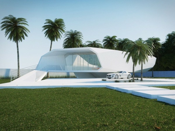 minimalistický plážový dom s jasnými tvarmi