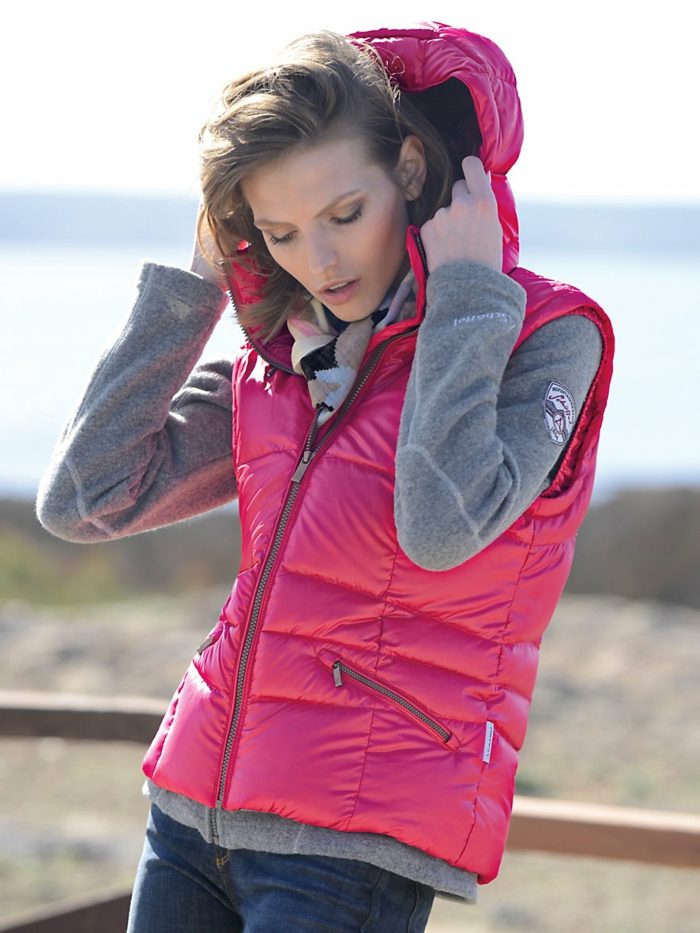 Spodná vesta ružovej farby s kapucňou moderné štýlové Farebná moderná štýlová bunda Schoeffel