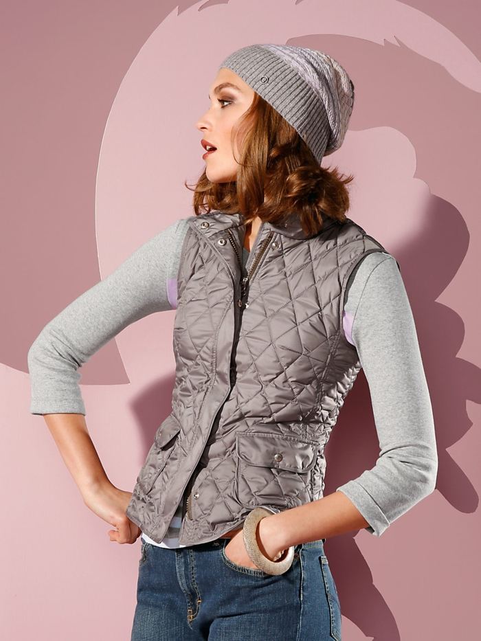 Dámska módna prešívaná vesta štýlová elegantná pletená čiapka Prešívaná vesta Štýlová elegantná pletená čiapka Bogner