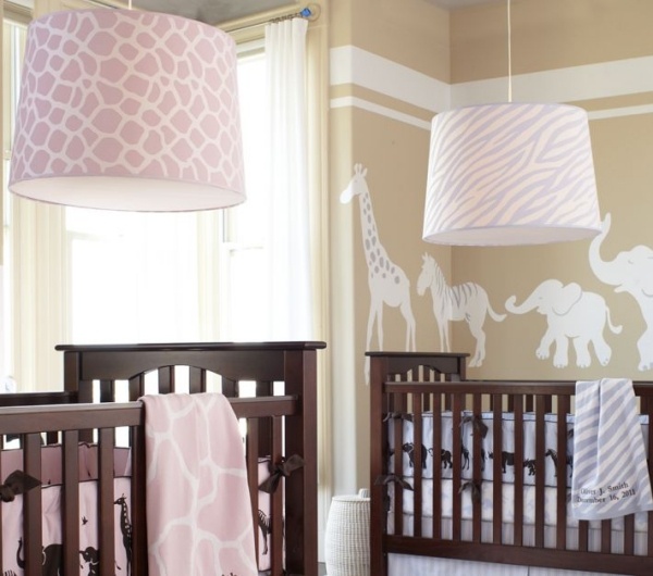 Stropná lampa detská izba jemná ružová afrika dekorácia vzor zvieratka