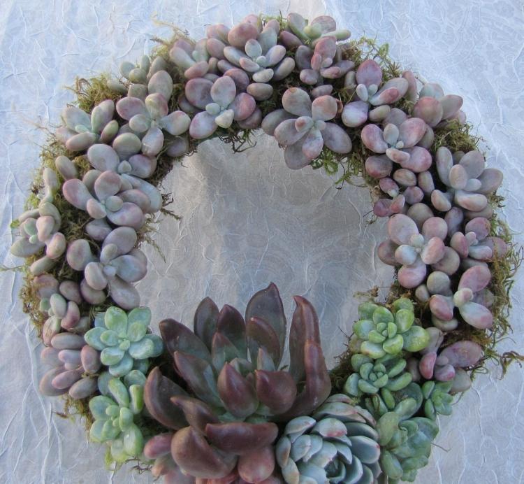 pastelové tóny sukulenty výtvarný veniec nápad na diy dekoráciu dverí
