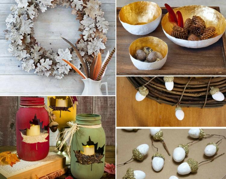 ručné práce na jeseň nápady návod prírodné materiály žalude šišky