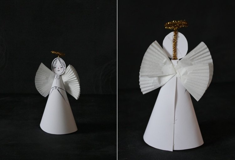 Vyrobte si anjelov z papierových a muffinových košíčkov a použite ich na ozdobenie