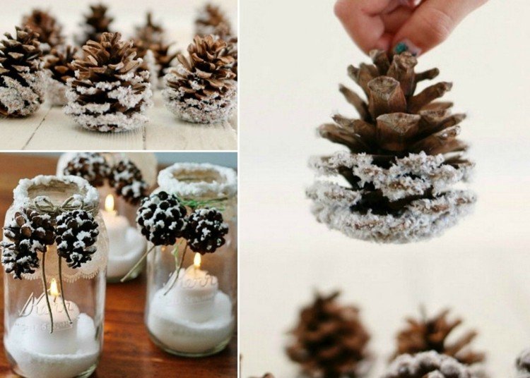 drotár s borovicovými šiškami na príchod umelé zasnežovanie deco nápad nápady drotári veterné svetlo