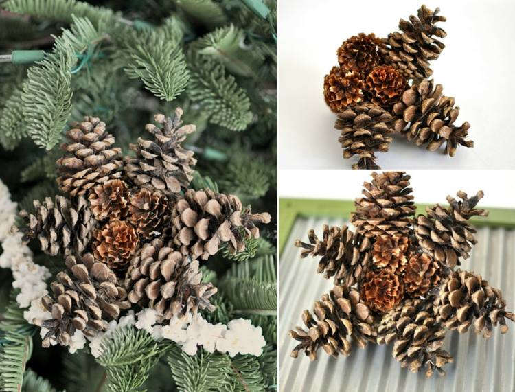 drotárske borovicové šišky adventný príves ozdoba vianočná dekorácia hviezdicová palica