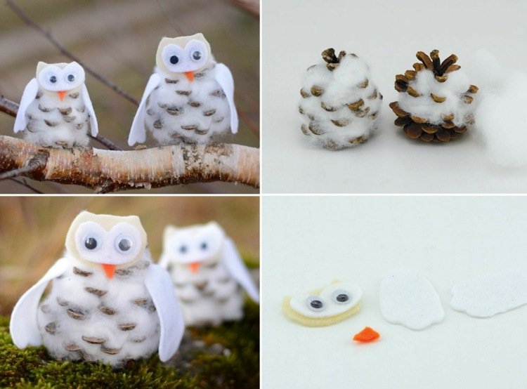 drotárske šišky adventné deti sovičky vata plstená snehová sova