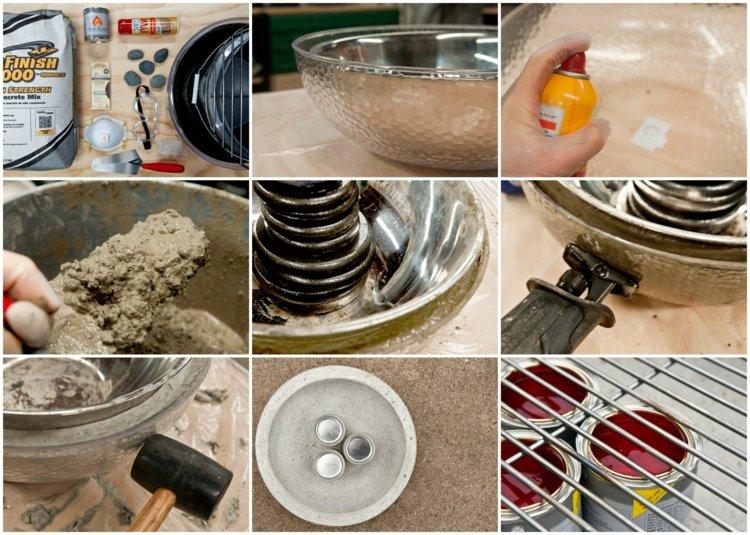 Materiály na dekoratívnu požiarnu misu sú veľmi lacné kovová mriežka deco-terasa-oheň-šatka-betón-naliať-sivá-záhrada-nápad-urob si sám