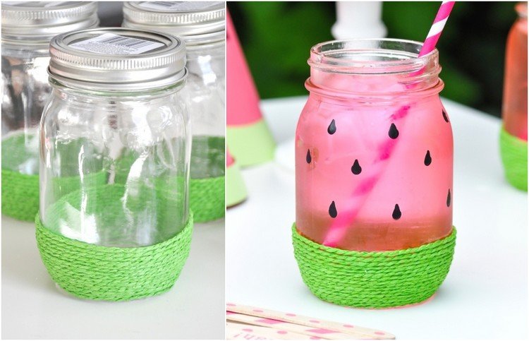 Nápojová nádoba na melón vyrobená z murárskej nádoby na záhradnú párty