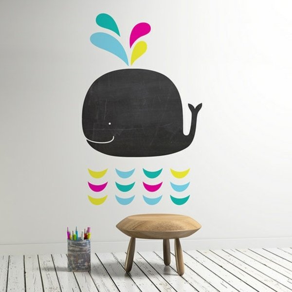 Nálepka na veľrybu pre veľrybu v čiernej tabuli