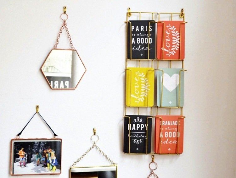 Nápad na šesťhranné zrkadlo s kovovým rámom dekorácia-nápady-malé-zrkadlo-rám-kov-drôt