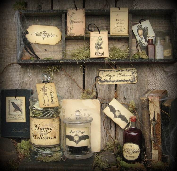 Detaily a príslušenstvo robia párty výnimočnou dekorácie-nápady-halloween-čarodejnica-kúzelná kniha-jed-netopier-krídlo-karty