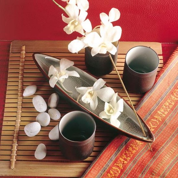 kúpeľný dekoratívny stôl biele orchidey nápady kamene