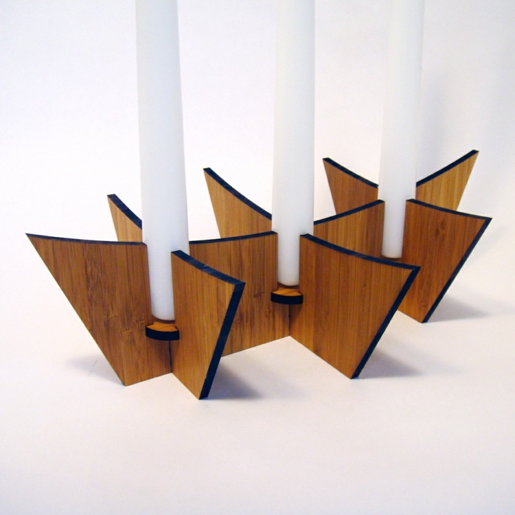 deco sviečky moderný svietnik drevo abstraktné stolové sviečky