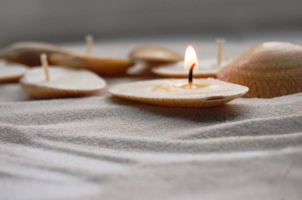 Veľké riečne mušle ako morská ozdoba Rieka-mušle-urobte-sviečky-urob si sám