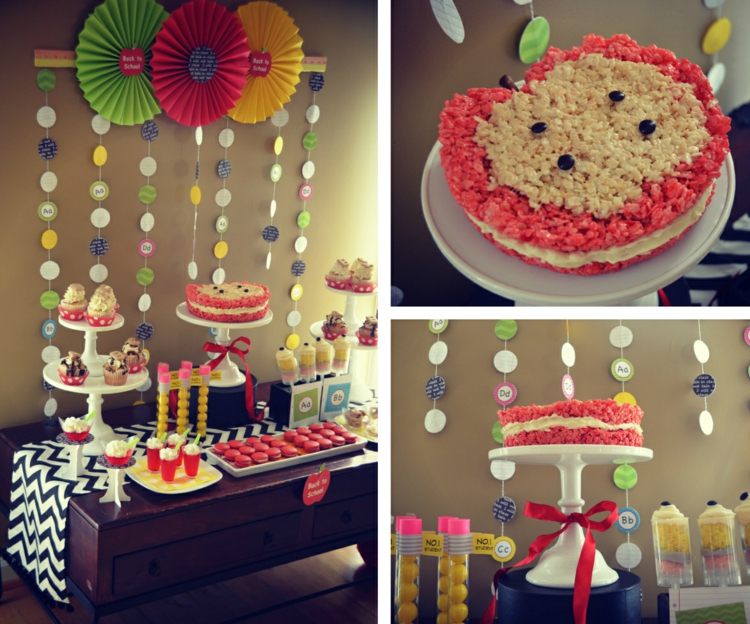 dekorácia stolu-školská-stena-dekorácia-veniec-torta-prvý-školský-deň-oslava