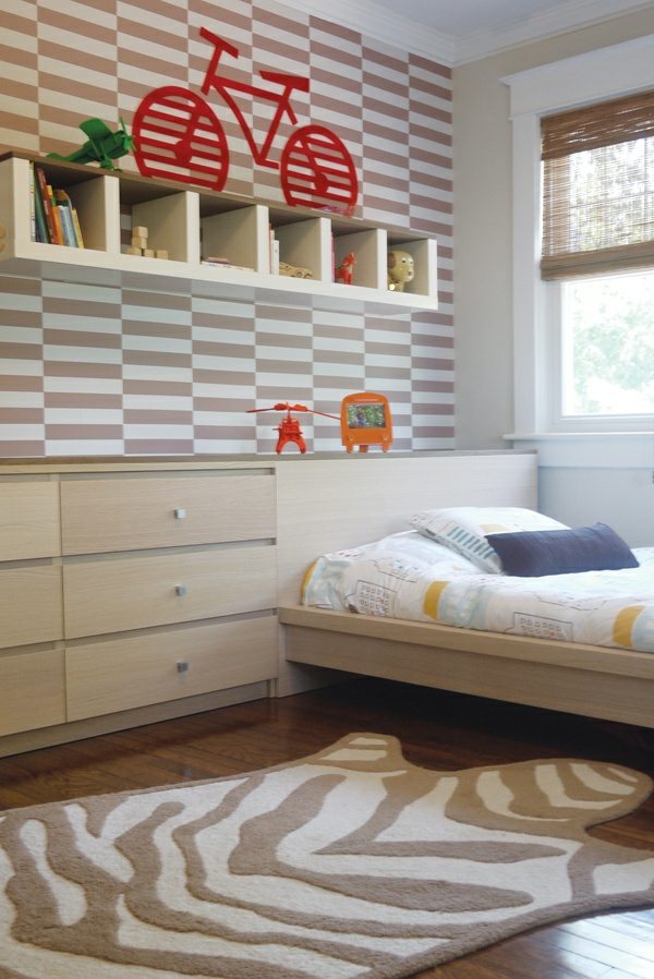 béžové biele pruhy dekorácia na stenu izba pre mládež dievča