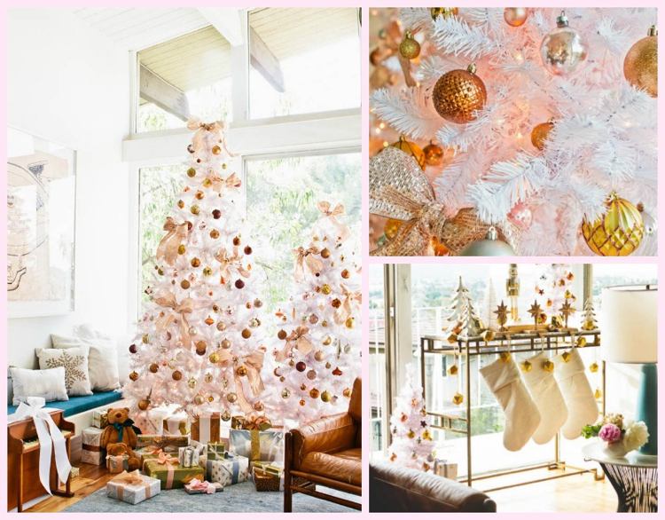 moderná vianočná výzdoba v zlatých odtieňoch deco-vianočné-trendové farby-pantone-ružová-ružová-zlatá