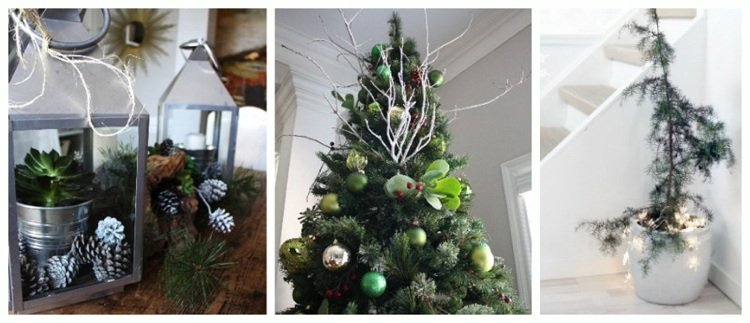 moderné vianočné ozdoby z prírodných materiálov deco-vianočné trendové farby-prírodné materiály-škandinávsky-gru% cc% 88n-jedľové konáre