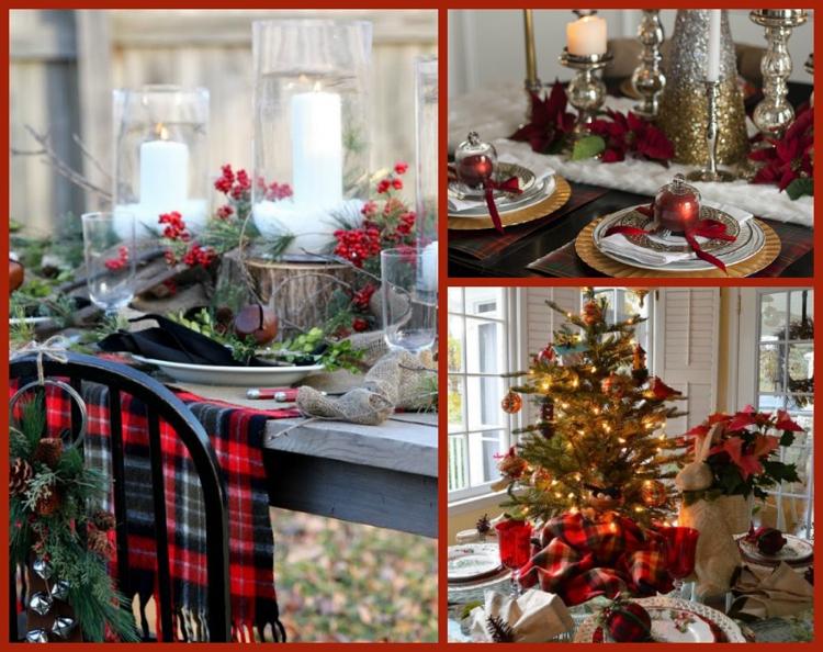 útulná dekorácia stola s károvanou tkaninou deco-vianočné-trendové farby-červené-gemu% cc% 88tlich-rustikálne-stolné-dekorácie-sviečky-obrus