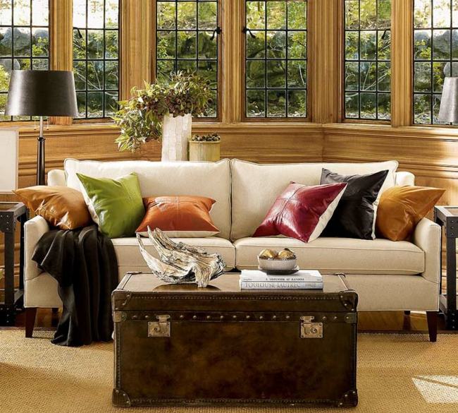 Stôl do kufra do obývačky zelená oranžová čierna