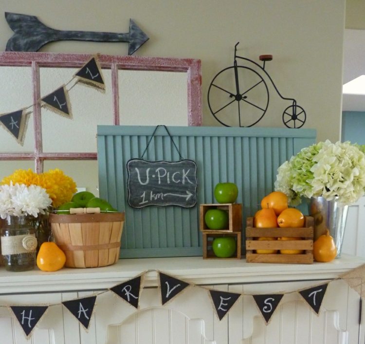 Na jeseň navrhnite miestnosti s ovocím dekorácia-jeseň-jablká-hrušky-rustikálny-dizajn-krb