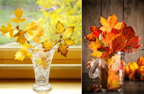nádherná dekorácia na jesenné lístie dekorácia jesenné lístie vázy krásne farby nádherné