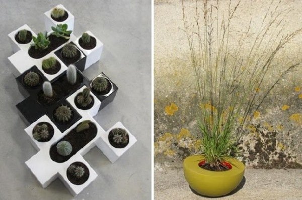 nápady dizajn záhradné kvetináče binome bublina a puzzle