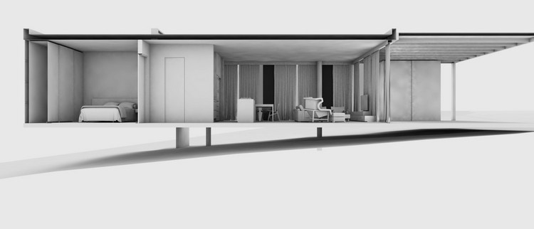 Rodinný dom-plochá strecha-sklon-prierez-architektúra