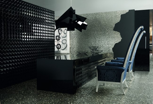 mozaiková dlažba strieborná stena dizajn podlahy KRYPTON