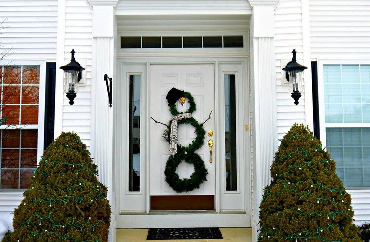 vianočný dekorácia veniec na dvere si urobíte tvar snehuliaka