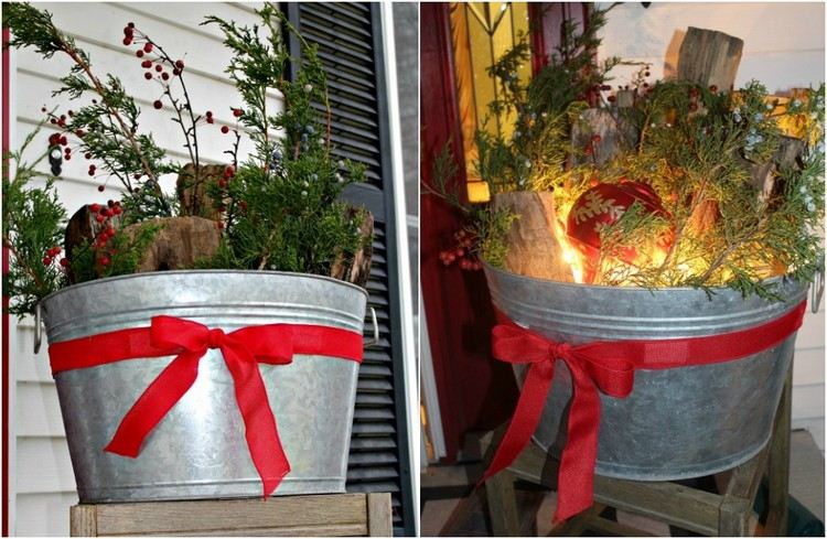 zinková vaňa ozdobiť vianočnú slučku prírodný materiál
