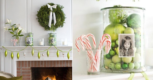 dekorácia krbu zelený veniec deti foto cukrové trstinové gule ohnisko ozdobiť zelený veniec deti foto cukríkové gule