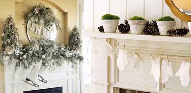 krb vianočné ozdoby sánky rukavice veniec Vianočný krb ozdobiť sánkarské rukavice veniec