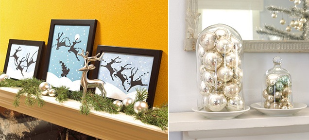 krb vianočná výzdoba rám obrazu stromové gule zvonček vianočný krb ozdobiť rám obrazu stromové gule zvonček