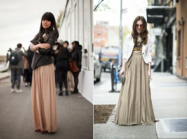 Jednofarebná maxi sukňa kombinuje každodenný vzhľad Maxi sukňa každodenného vzhľadu kombinuje nápady