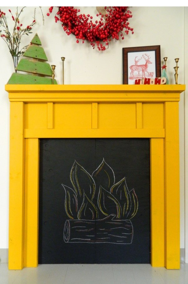 nepoužité steny krbu tabuľa farba žltá rímsa