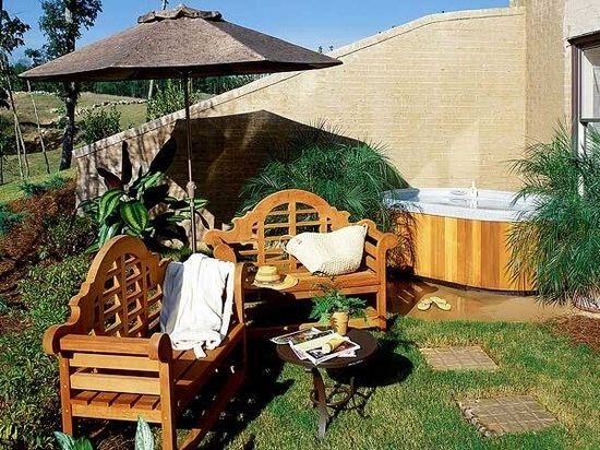 slnečník slnečný nábytok nápady na drevený nábytok pre vírivku na záhradnom dvore