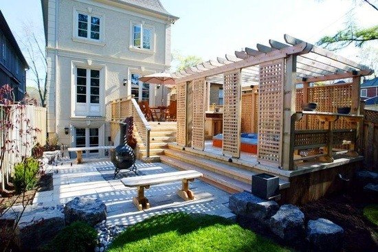 záhradné pergolové drevené nápady na vírivku záhradné terasy