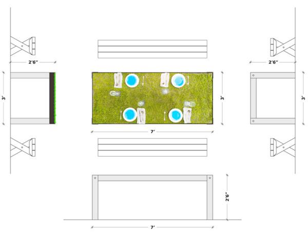 Dizajn jedálenského stola PicNYC haiko cornelissen plán náčrtu