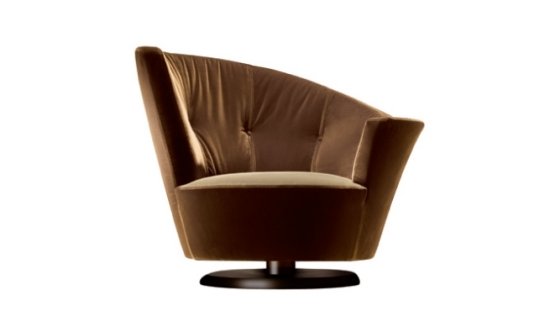 Otočná stolička vyrobená z plyšovej giorgetti hnedej Otočná stolička vyrobená z plyšu v hnedej farbe Giorgetti