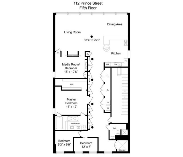 byt soho nyc industriálny štýl pôdorys