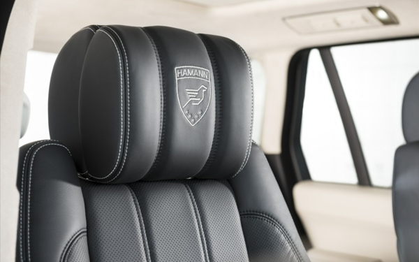 Interiérová kožená sedačka Hamann Range Rover 2014 Interiérové kožené sedadlo Rover 2014 logo spoločnosti
