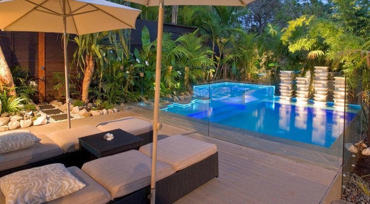 Osvetlenie priestoru bazéna Led terasy presklené priečky