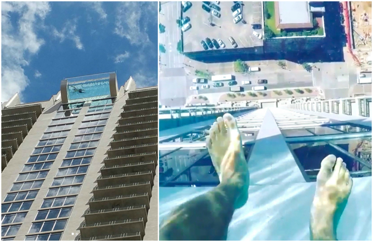 Bazén s presklenou podlahou z plexisklovej výšky