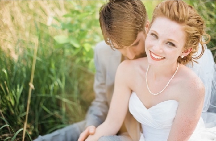 nápady na make -up pier nevesty v oranžovo modrých očiach