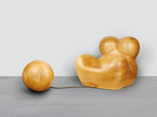 kreslo so stoličkou up5 beb italia drevo design pesce