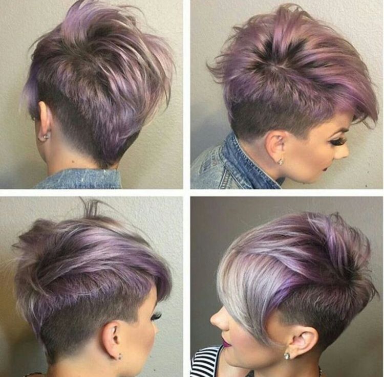 Mohican s prechodom ženy purpurovo šedý odtieň