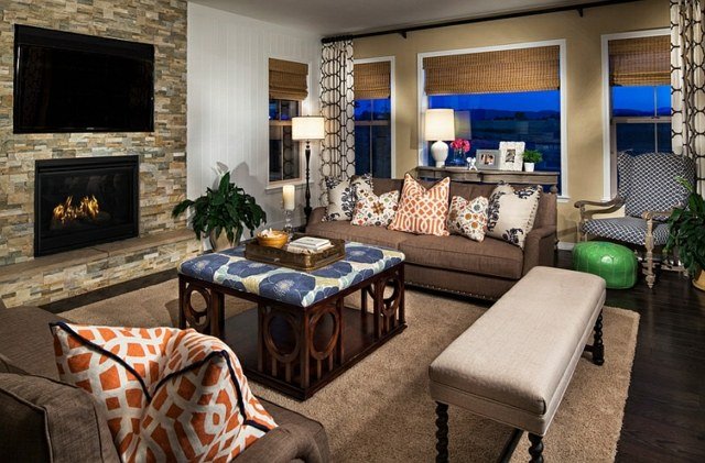 Kožená lavica čalúnená pohovkou moderný nábytok-krb-s-prírodným kameňom