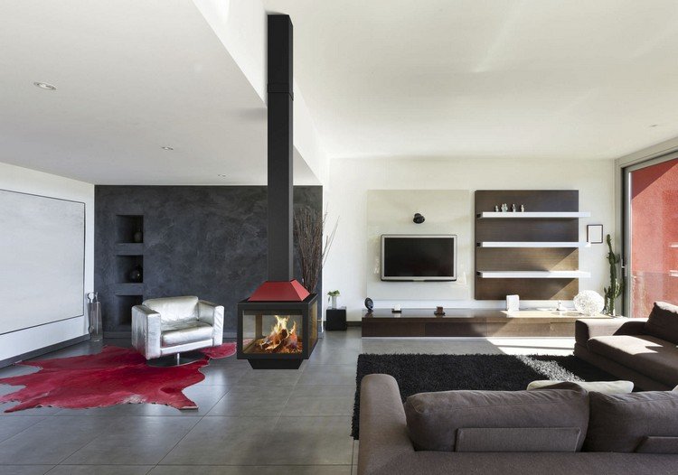 závesná pec na drevo Ariadna Central od Traforartu moderný-závesný-krb-drevo-palivo-ARIADNA-CENTRÁLNY-Traforart